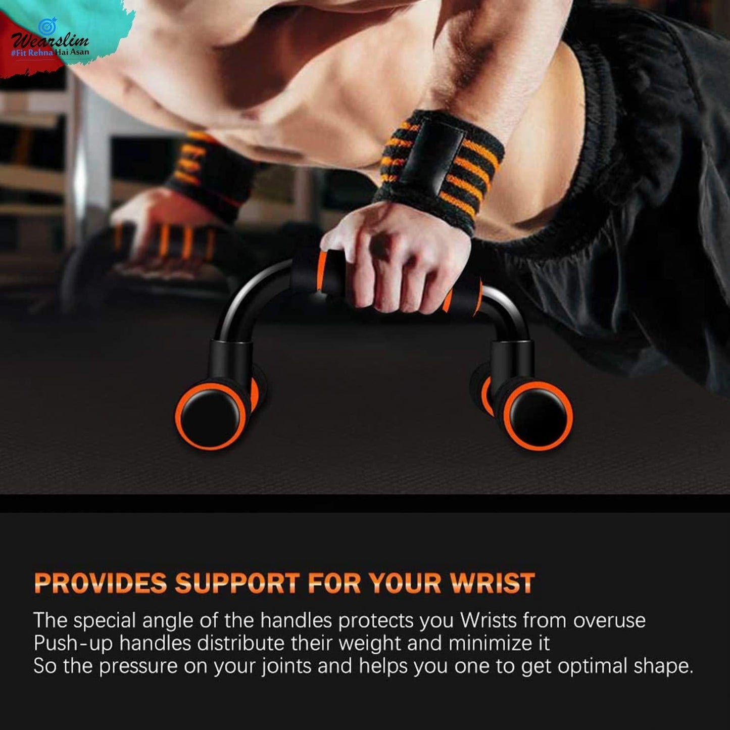 PushUp Stand with Foam Grip Handle Push-up Bar (Orange)